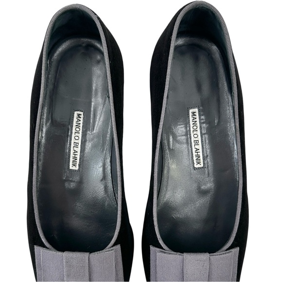 Manolo Blahnik Black Suede Black Tie Opera Pumps Loafers Formal Dress Shoes sz 9 - Picture 6 of 11
